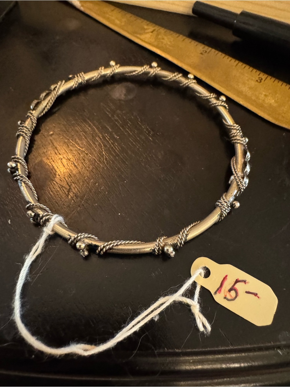 Silver-Tone Twisted Rope Bangle Bracelet - Silver